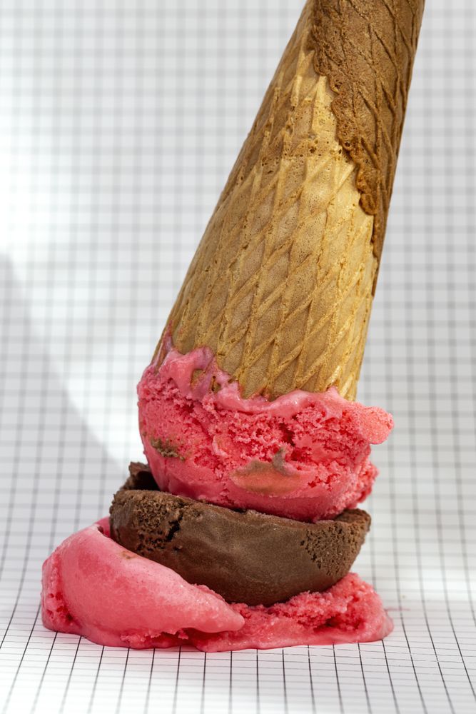 Ice cream cone dropped on graph paper