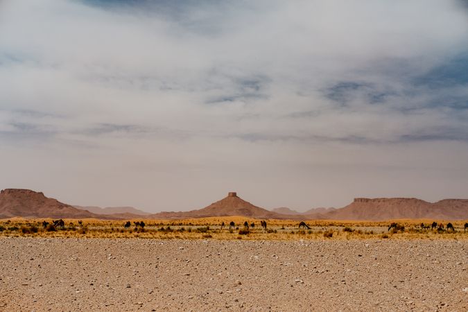 Sunset sky over hills in desert