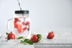 Close up of strawberry infused water 5RZA25