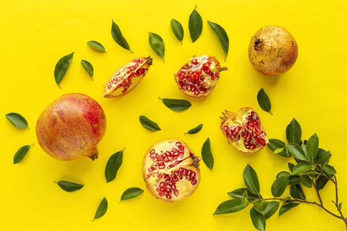 fresh seasonal pomegranate from above