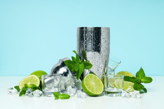 Concept of preparing alcohol drink or cocktail, shaker