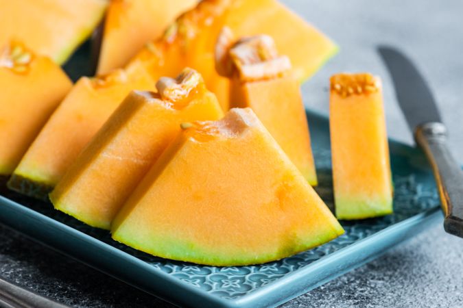 Close up of sliced cantaloupe