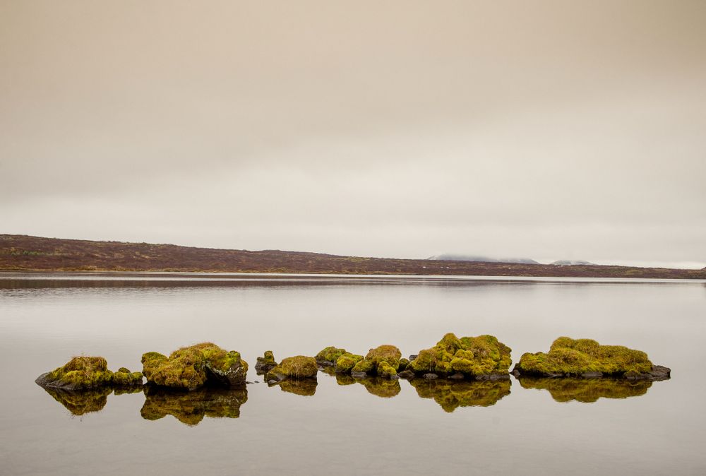 Wonderful lake and shore with hill