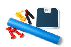 Healthy lifestyle accessories isolated on plain background