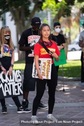 Los Angeles, CA, USA — June 16th, 2020: woman speaking at rally for Black Lives Matter 41l8p5