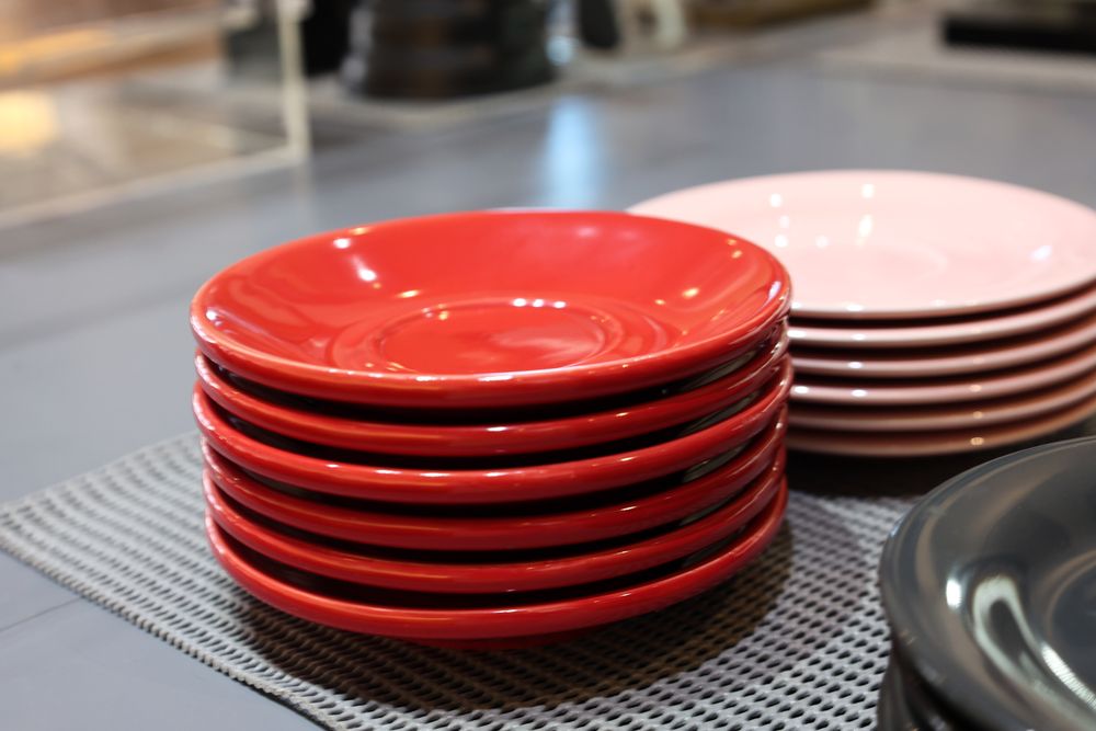 Stacked Red Saucer for Coffee Cup