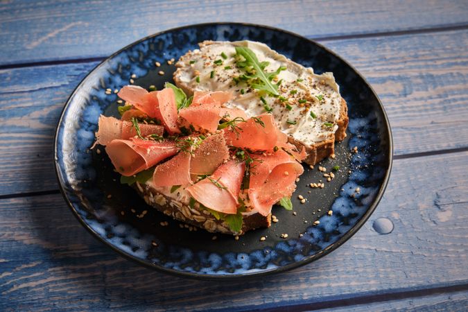 Appetizing fresh bruschetta served on plate
