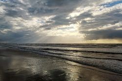 Seascape. Dramatic sunset