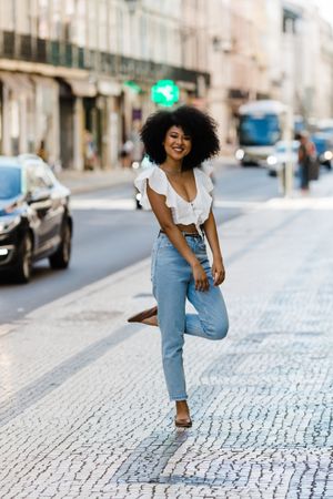 Black female on urban background