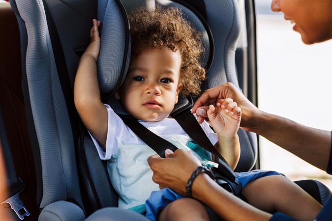 Little boy in car seat