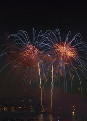 Fireworks for the holiday celebrations on the lake