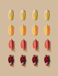 Pattern of grapefruit, orange, pomegranate and lemon slices