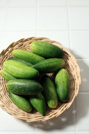 Small Cucumber on Bamboo Plate