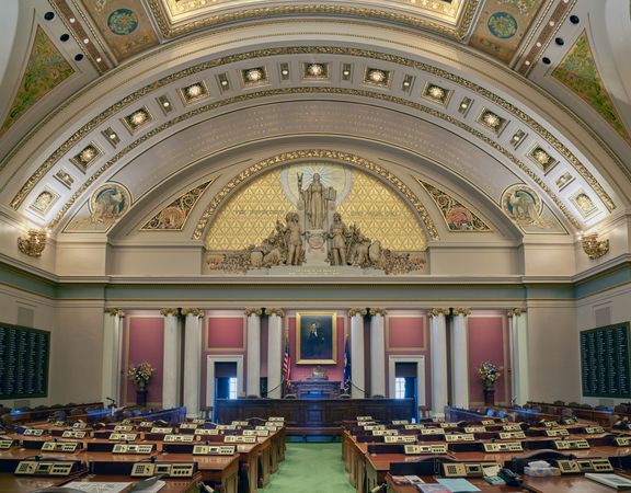 The House of Representatives chamber at the state capitol in St. Paul, Minnesota