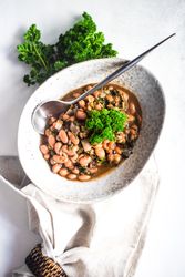 Top view of hearty bowl of Georgian lobio dish