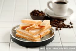 Wafer snack served with coffee 0gJVNb