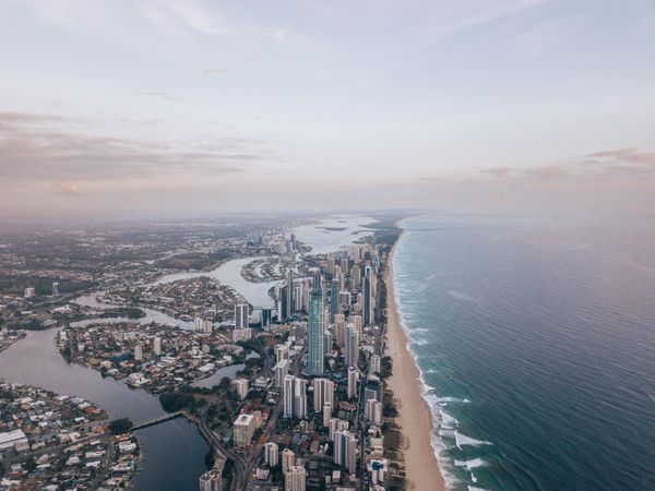 Aerial view of Gold Coast Queensland in Australia