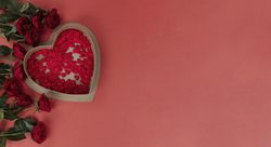 Valentine’s day celebration with roses and tiny hearts