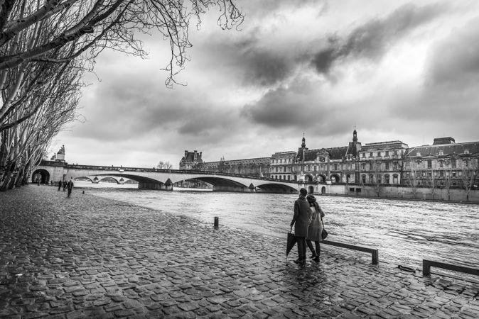 Seine river and Orsay Museum in monochrome settings