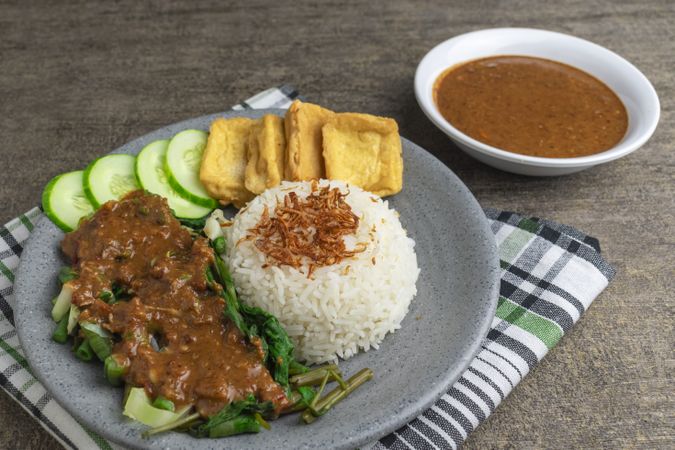 nasi pecel traditional Indonesian salad
