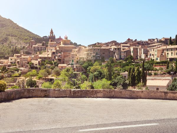 Asphalt road in scenic mountainous countryside in Spain