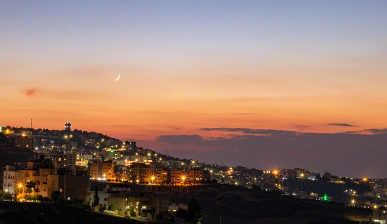 Amman's vibrant city light during evening