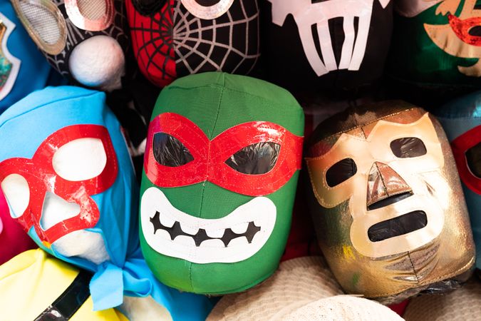 Mexican wrestling masks for sale at market