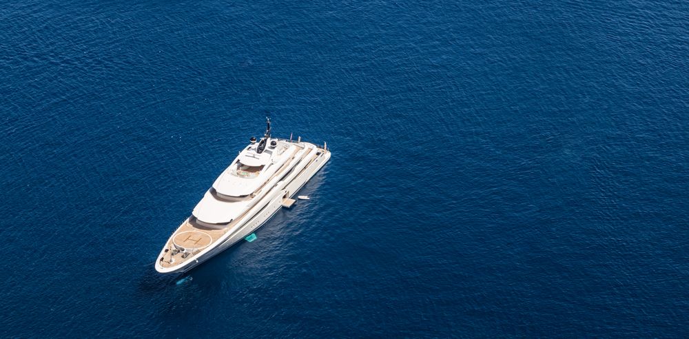 Yacht in the sea, wide