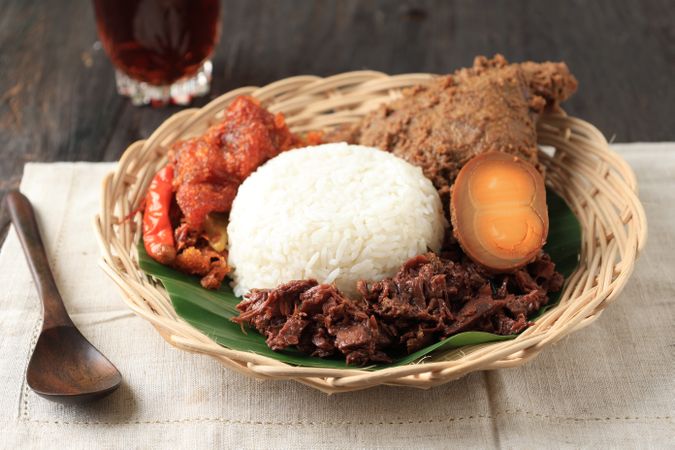 A Plate of Gudeg, Typical Dish from the Special Region of Yogyakarta.
