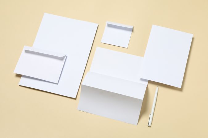 Mockup business brand template on beige background, space for text