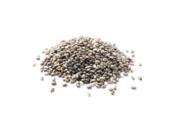 Heap of chia seeds isolated on blank background