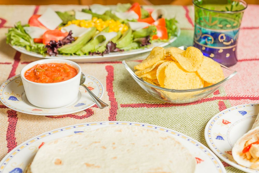 Traditional mexican food with nachos and tortillas