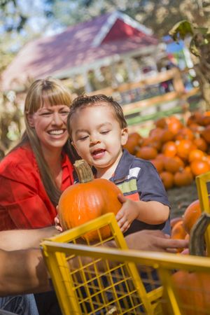 Happy Family at the Pumpkin Patch