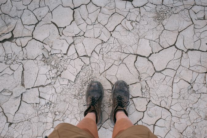 Boots on dry earth