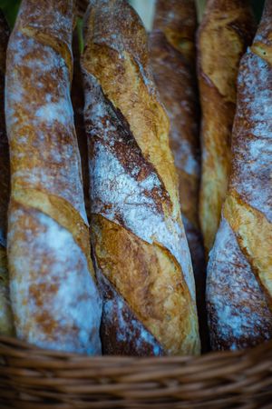 French baguettes in basket
