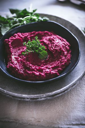 Hummus on plate