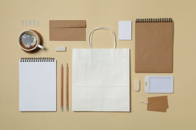 Mockup business brand template on beige background, space for text