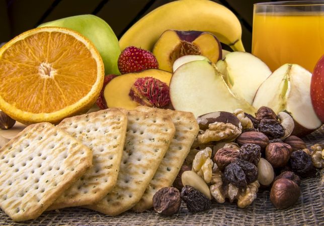 Breakfast with fruits and nuts