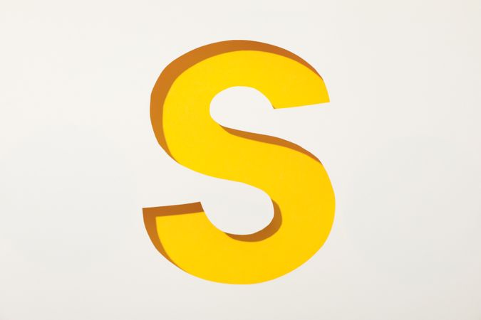 Color letter S on blank background, space for text