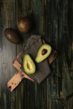 Set of freshly cut fresh avocados