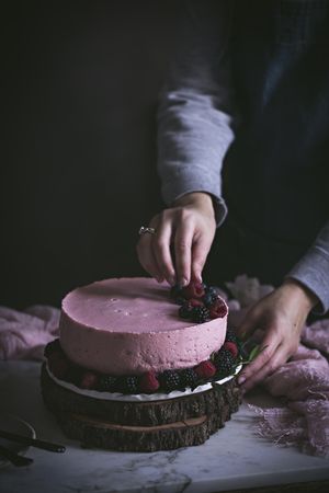 Strawberry tart on table