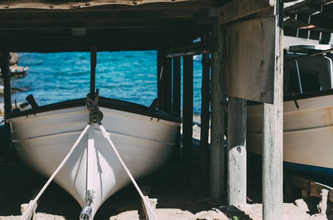 Boats anchored in the pier