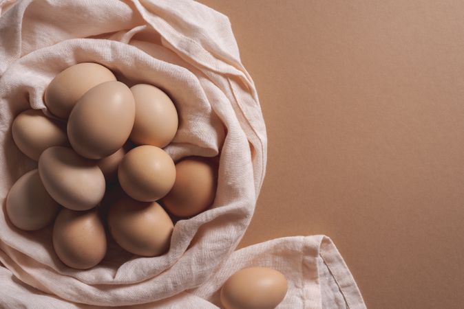 Eggs in a linen towel