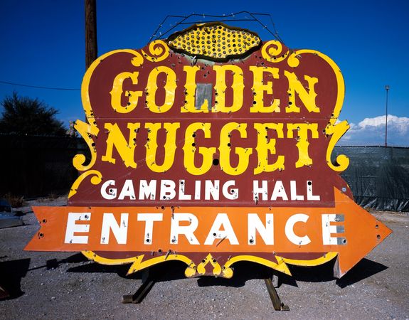 Golden Nugget historic Casino sign in the Neon Boneyard, Las Vegas, Nevada