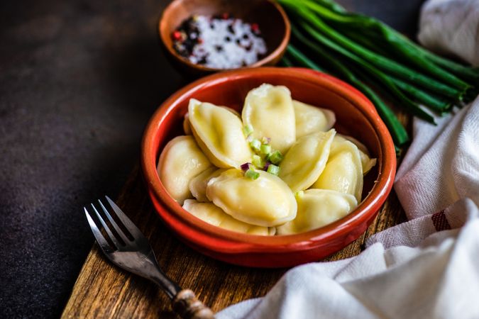 Bowl of traditional Ukrainian vareniki