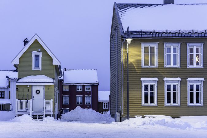 Yellow houses in Tromso, Norway