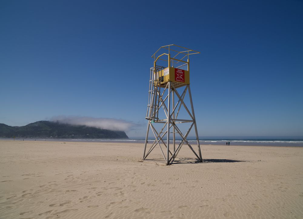 Lifeguard tower on the beach Seaside, Oregon