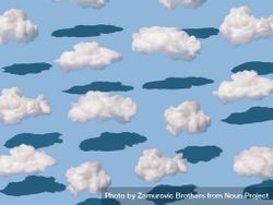 Pattern of fluffy clouds and shadows on blue background 4mV3db