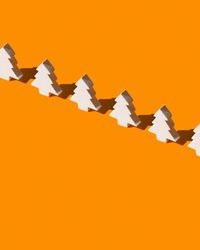 Pine tree shaped blocks on an orange background