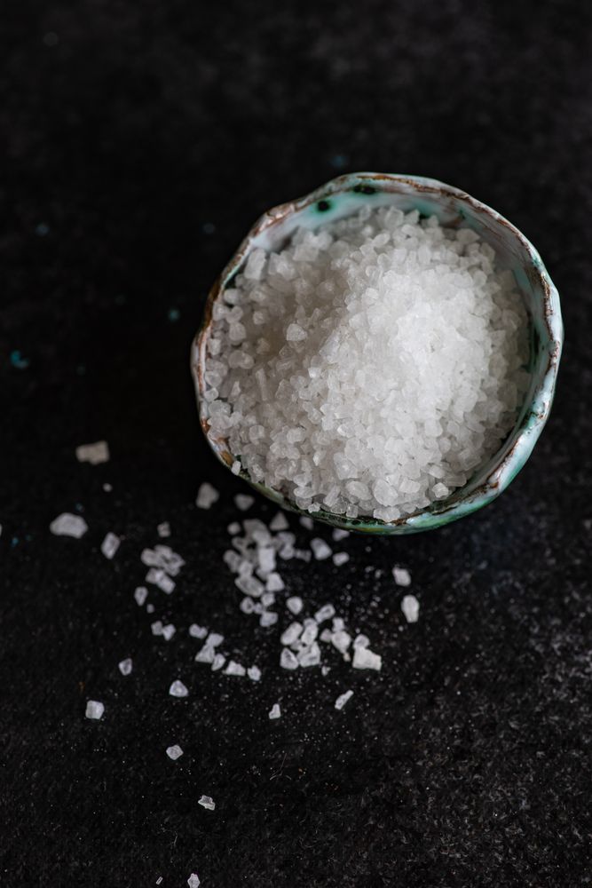 Close up of sea salt in bowl